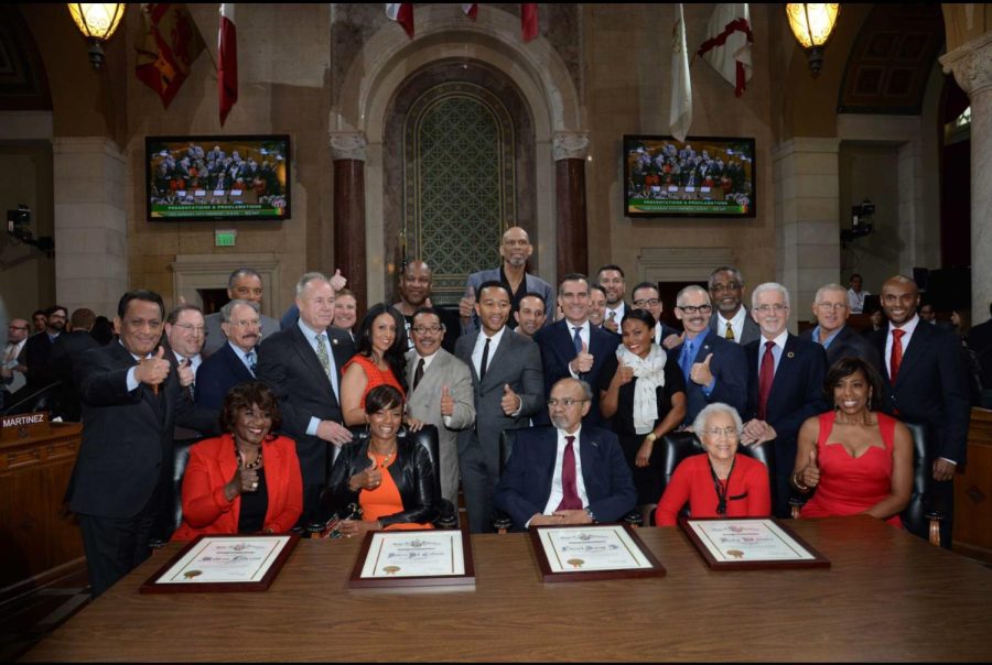 A large number of council members attended the African American Heritage Celebration in Los Angeles City Hall in 2015.