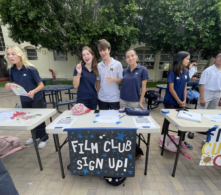 Dexter Carbone 24, Addy Wright 24, and Summer Kastner 25 man the Film Club table. In total, 162 students signed up for this club. 
