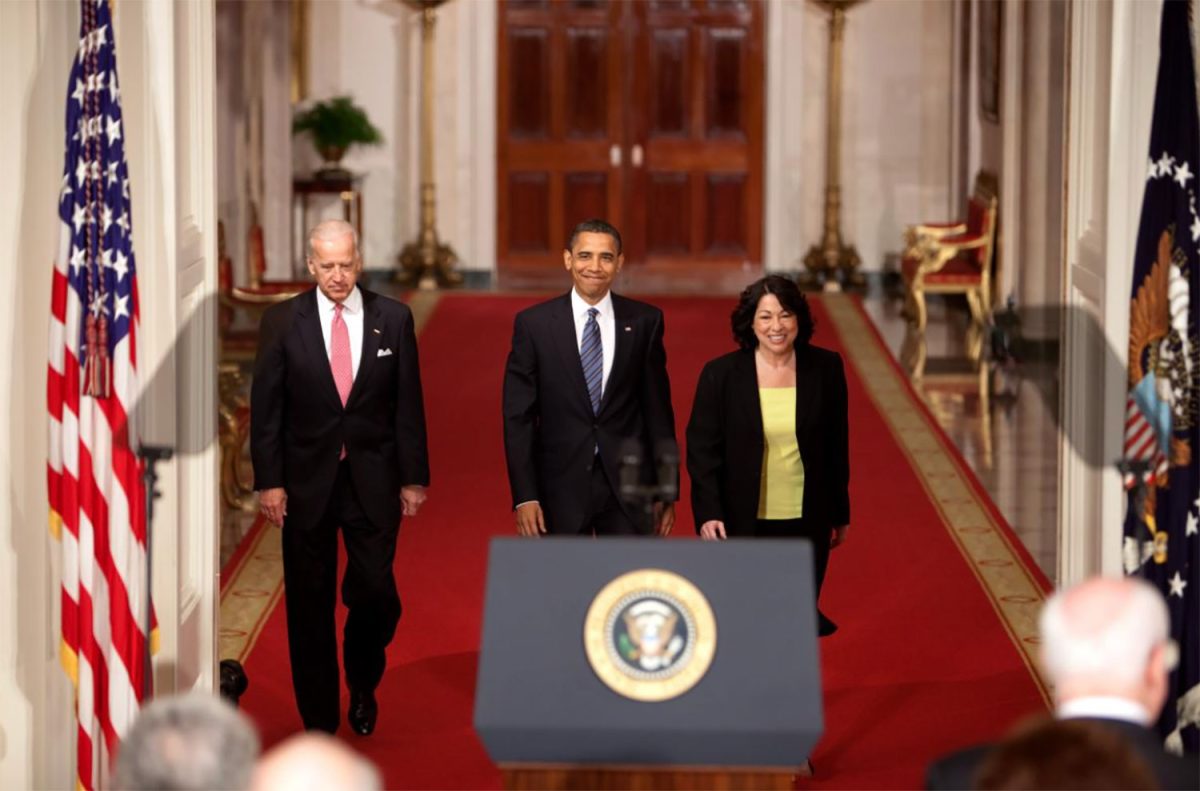 On May 26, 2009, President Barack Obama and Vice President Joe Biden accompanied the soon to be Supreme Court Justice Sonia Sotomayor. President Obama nominated her to replace retiring Justice David Sauter, making her the 3rd woman and very first Latina appointed to the highest court in the US. (Photo by Chuck Kennedy, Courtesy of the White House archives)